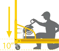 Graphic showing a tile cutter taking advantage of our 10" platform setting.